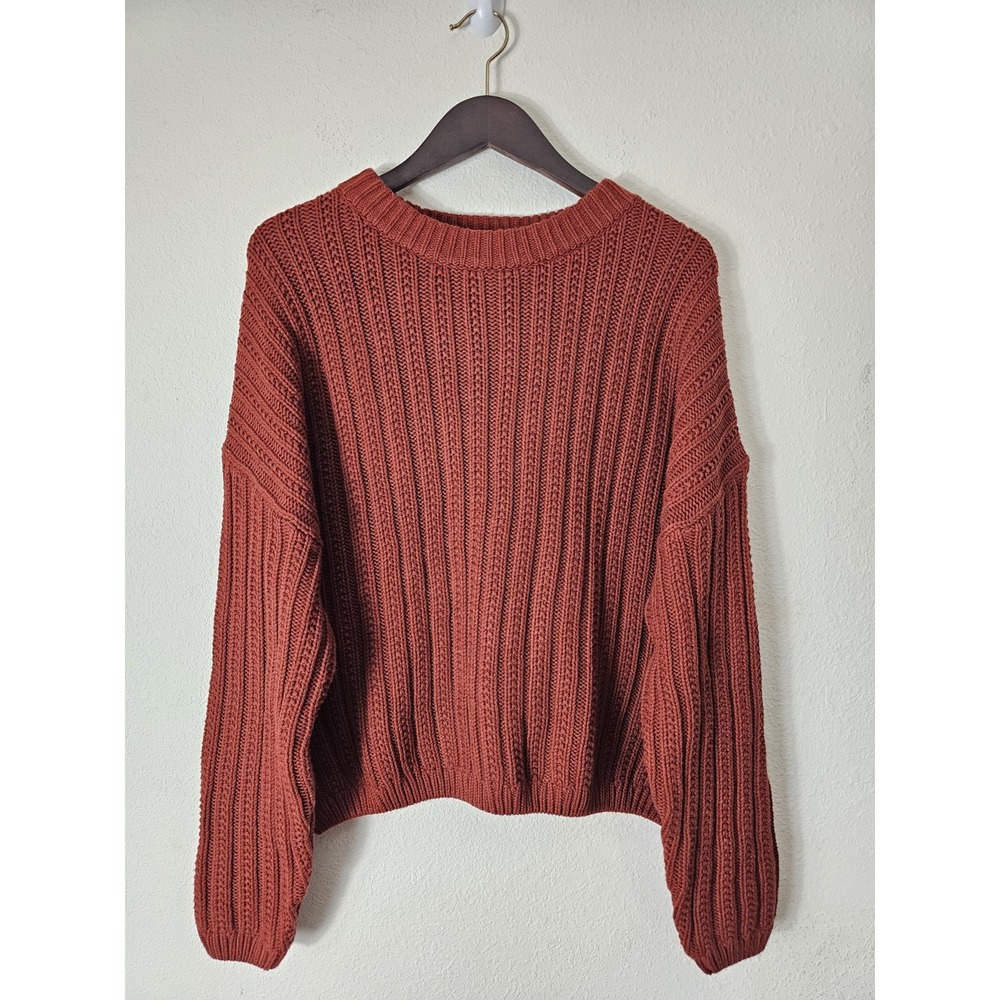 Universal Threads Women's Burnt Orange Cable Knit Sweater Size XL Long Sleeve
